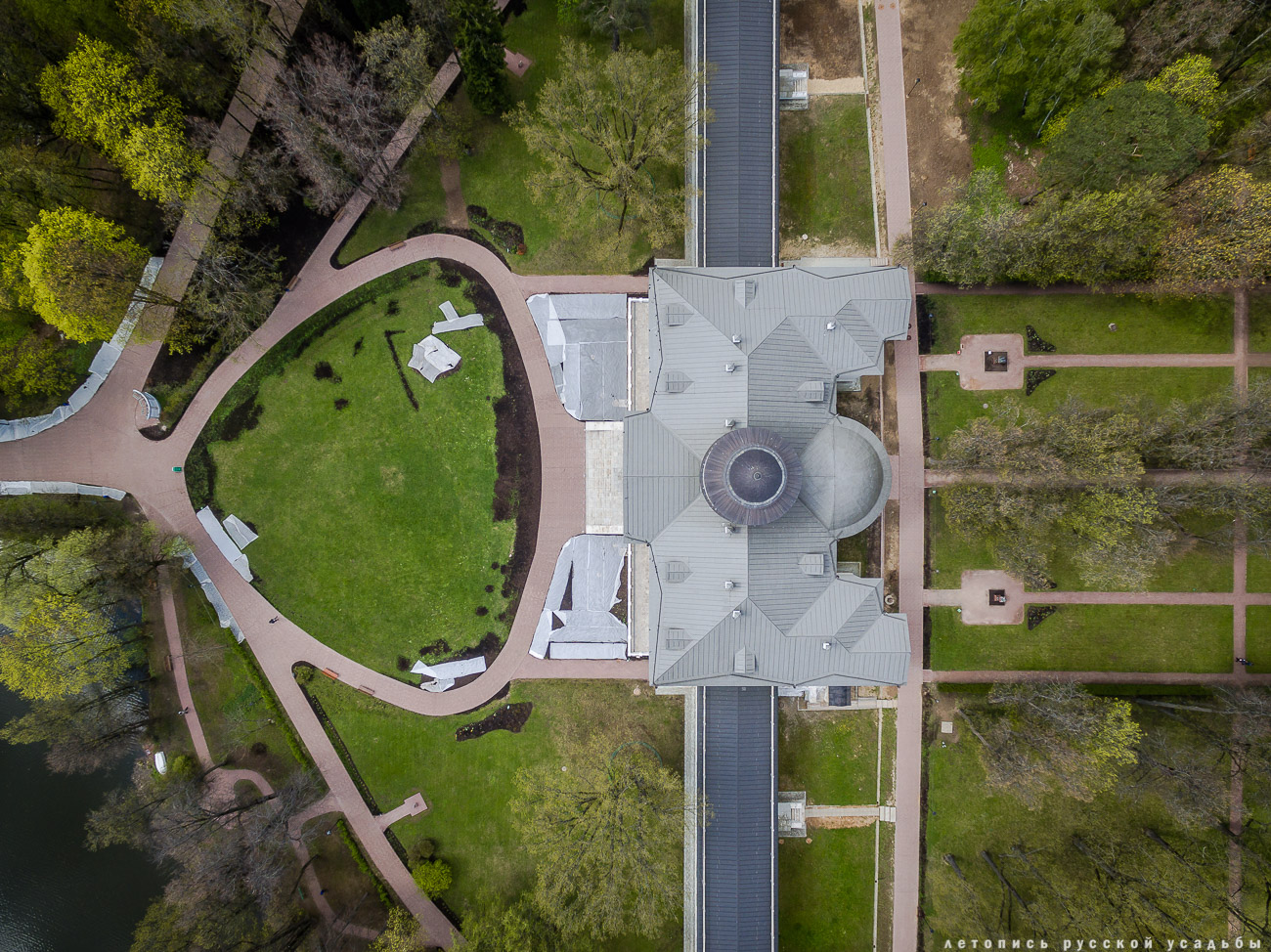 усадьба Остафьево с квадрокоптера, с дрона, аэросъемка