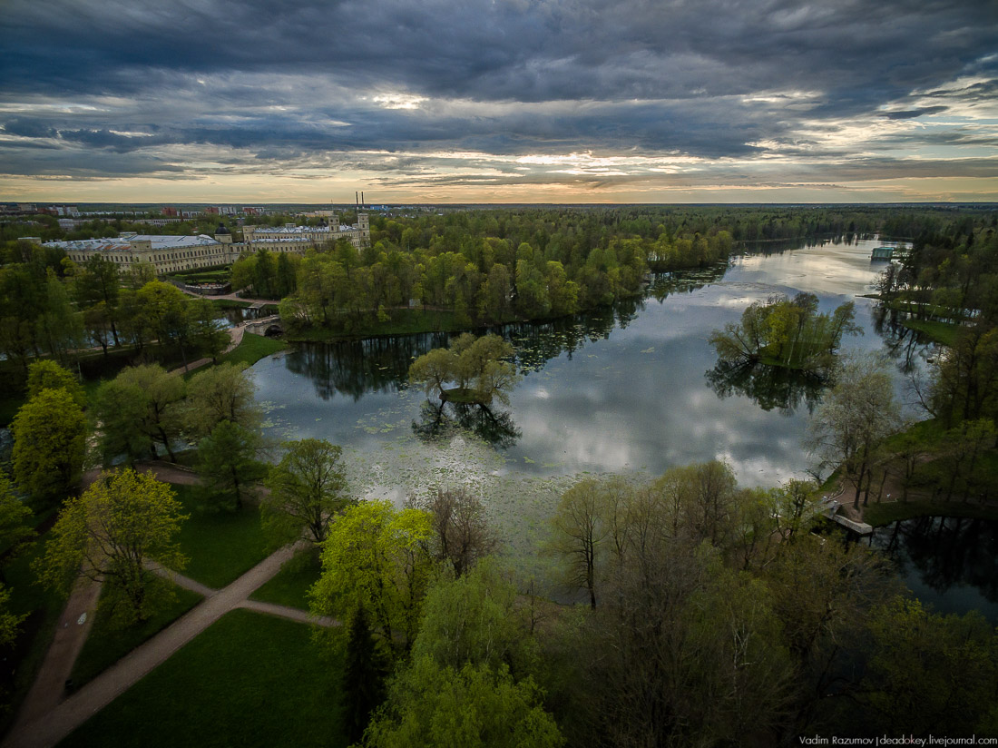 Гатчинский дворец, Гатчина, с дрона и квадрокоптера