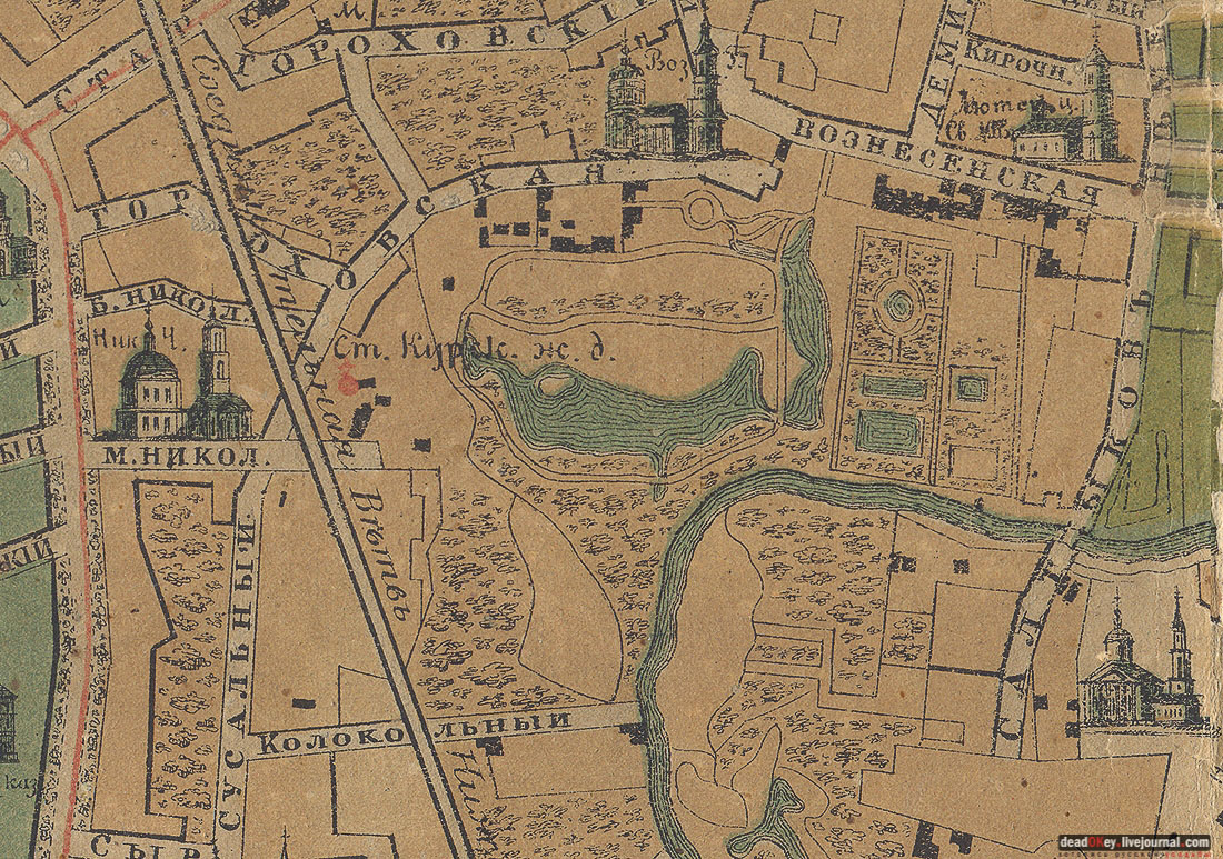 карта, Немецкая слобода, Басманный район, Москва, Яуза, усадьба Разумовского на Гороховом поле (г. Москва, ул. Казакова, д.18)