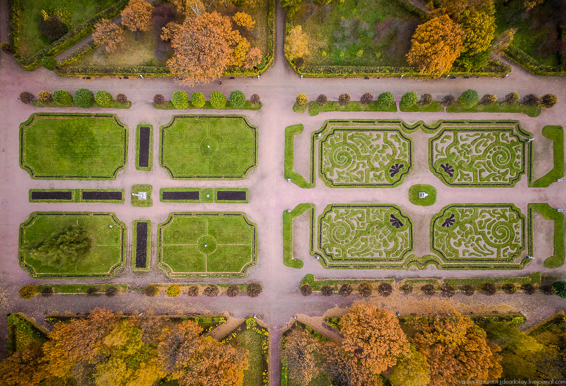 Усадьба Кусково осенью, с квадрокоптера, г. Москва