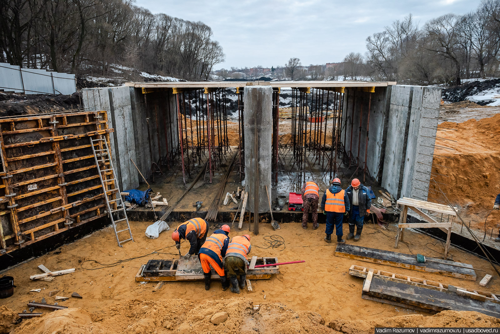 Богородицк, реконструкция плотин прудов февраль 2020 года