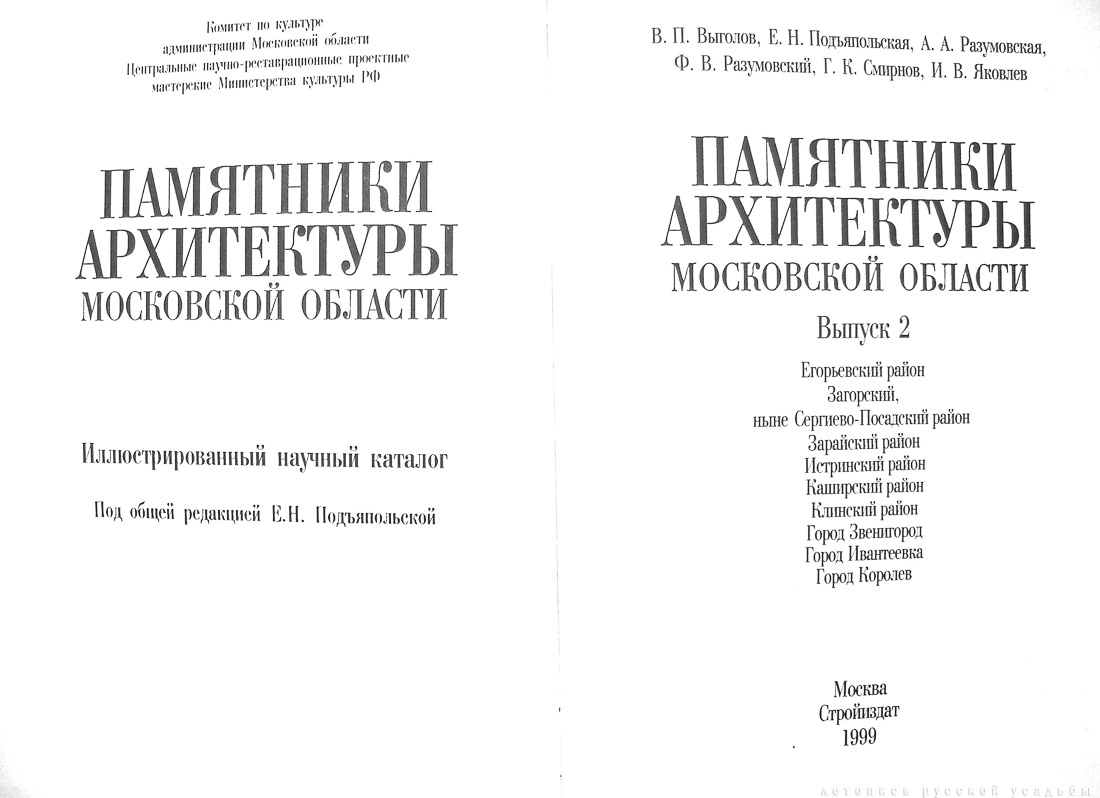 Памятники архитектуры Московской области. Выпуск 2