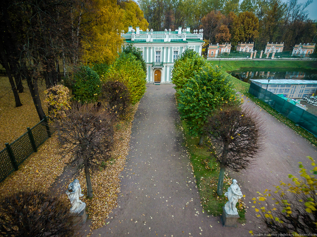 Усадьба Кусково осенью, с квадрокоптера, г. Москва