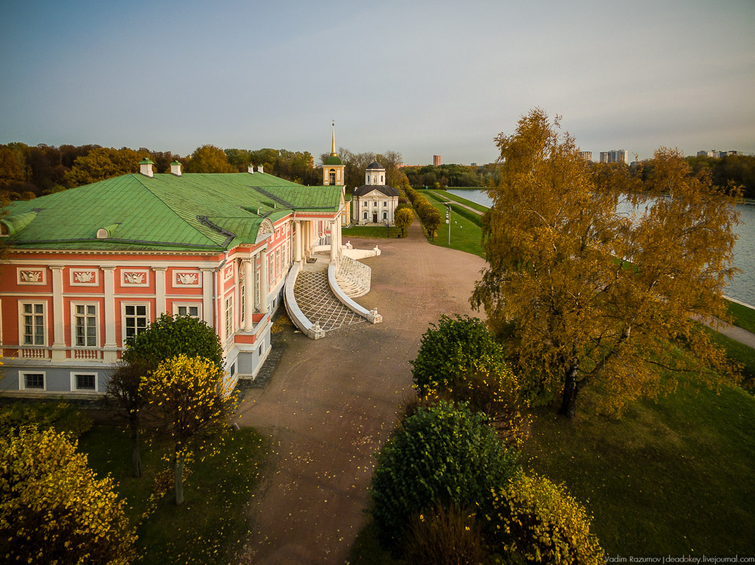 Усадьба Кусково осенью, с квадрокоптера, г. Москва