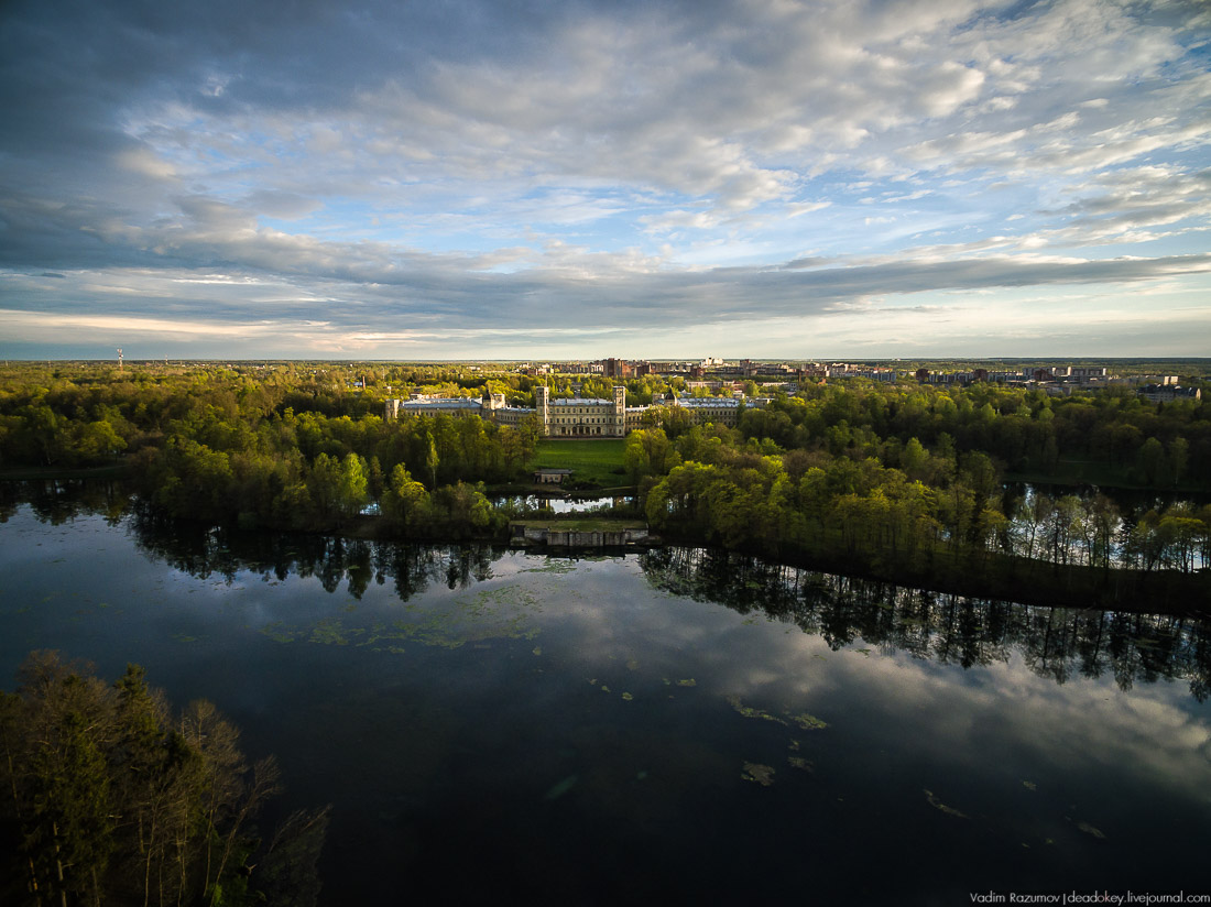 Гатчинский дворец, Гатчина, с дрона и квадрокоптера
