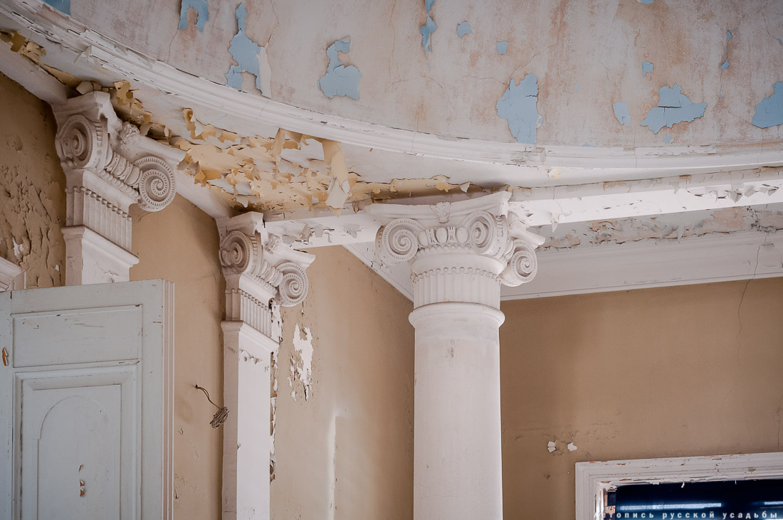 Усадьба Покровское-Стрешнево, интерьеры главного дома, пожар в оранжерее