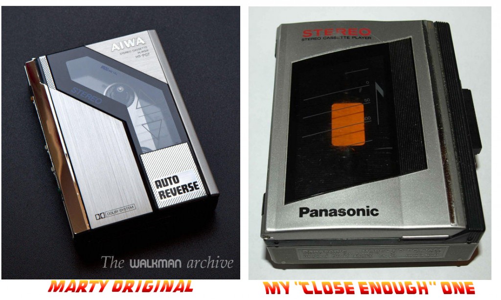 Back to the Future AIWA HS-P07 Marty McFly original style and my $10 version bought for similar look as part of my cosplay.