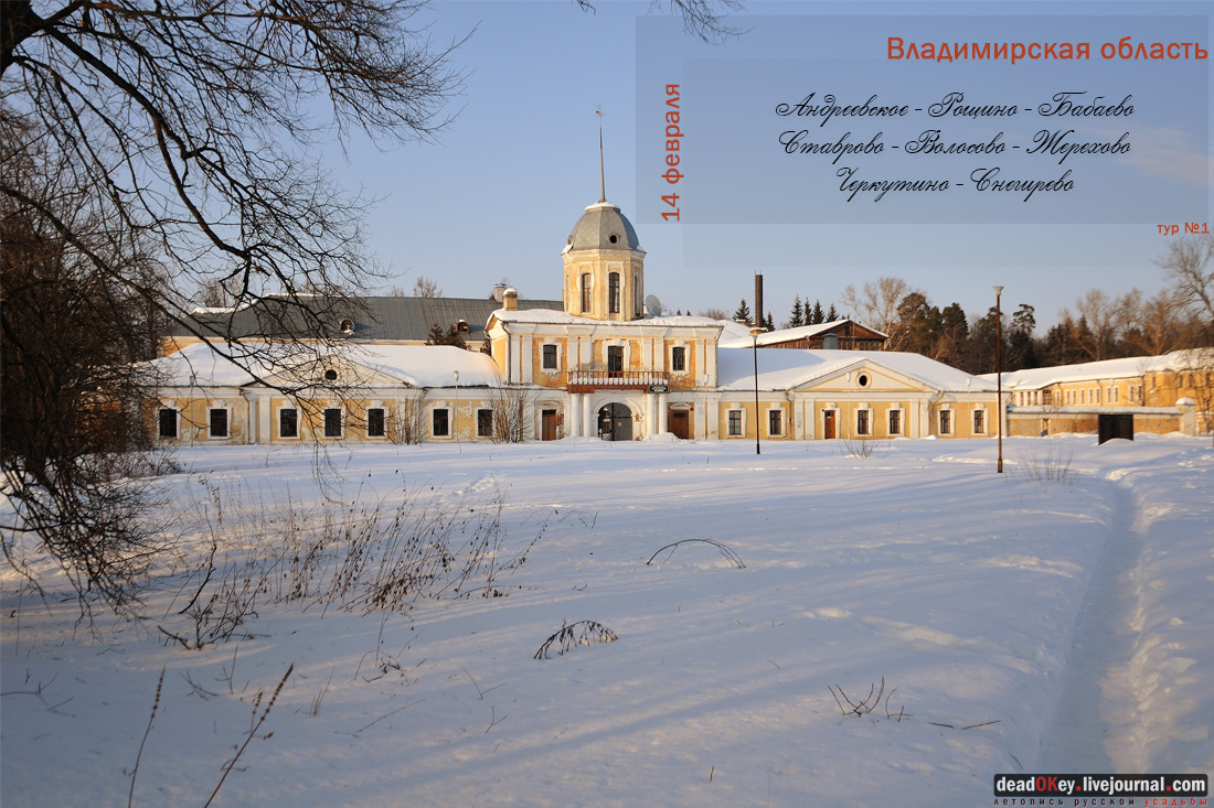 14 февраля 2015 года. Неизвестная провинция. Тур по усадьбам и церквям Владимирского района. На фото усадьба Андреевское