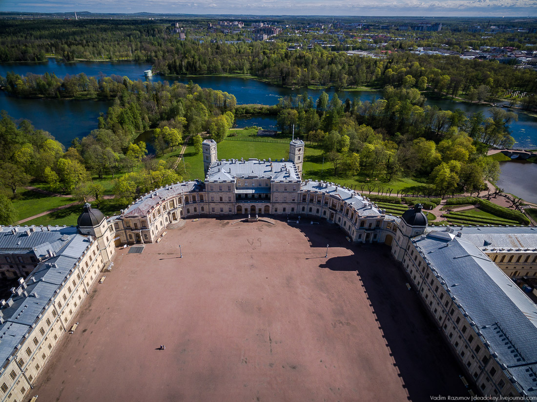 Гатчинский дворец, Гатчина, с дрона и квадрокоптера