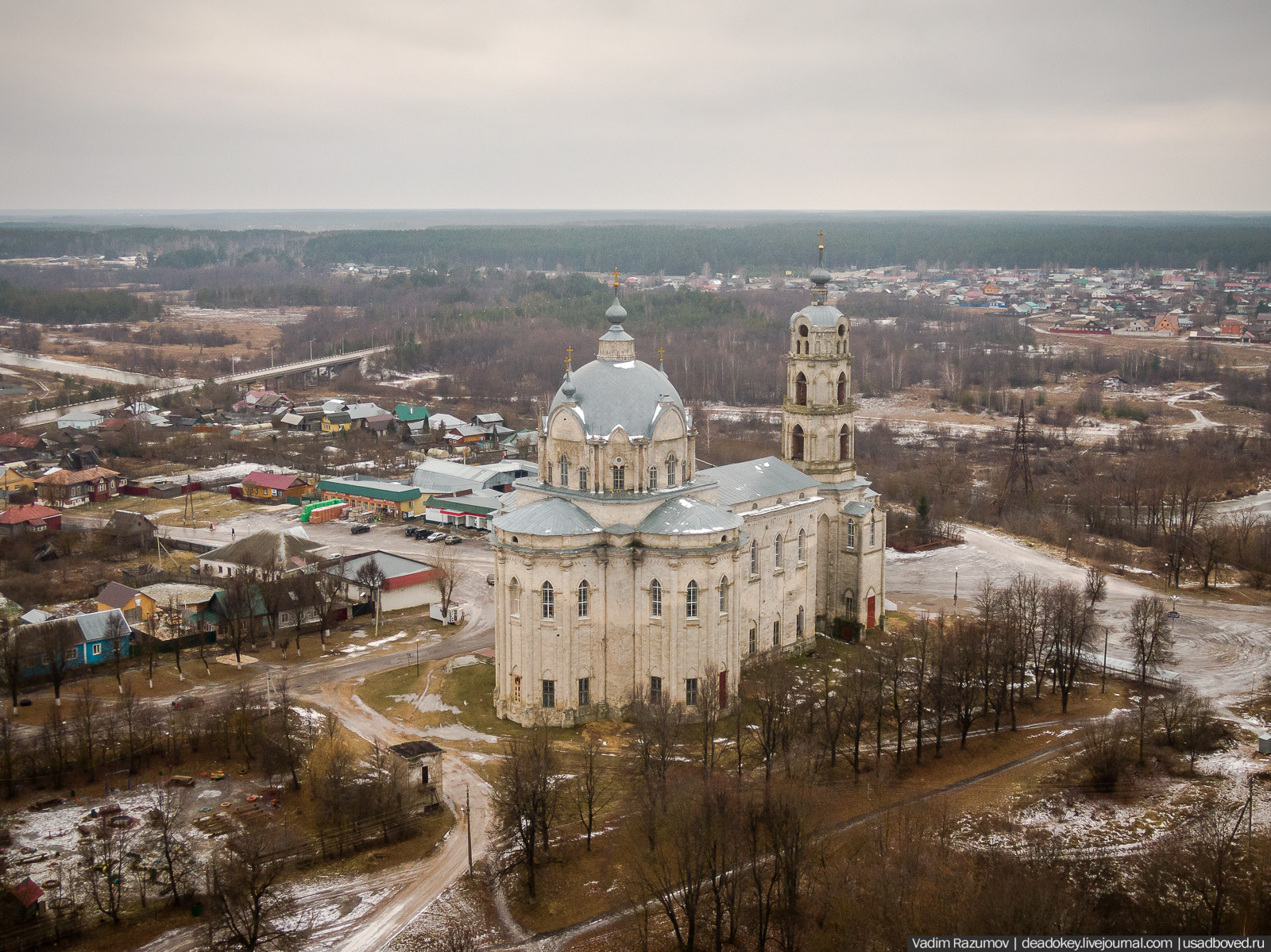 Усадьба Гусь-Железный с дрона, Рязанская область, Касимовский район