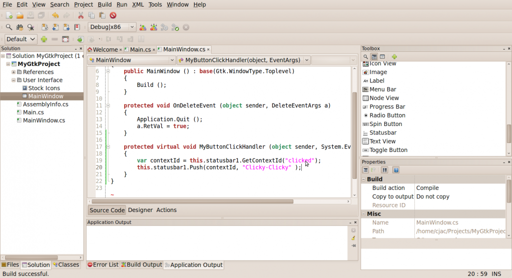 Click handler code
