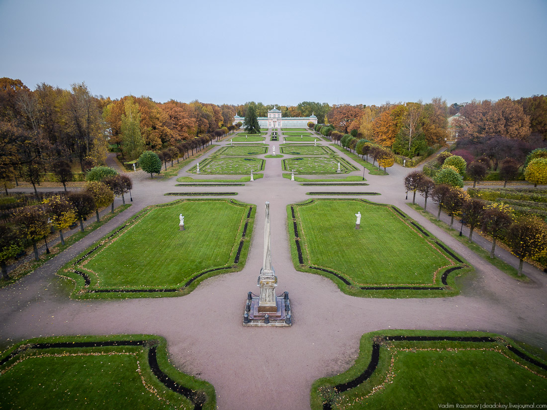 Усадьба Кусково осенью, с квадрокоптера, г. Москва