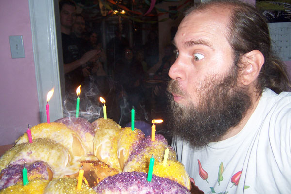 photo of Dave vs. the vegan King Cake of his 39th birthday