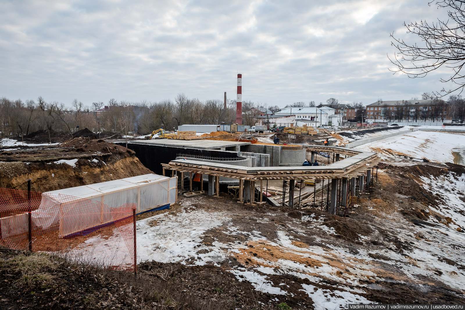 Богородицк, реконструкция плотин прудов февраль 2020 года