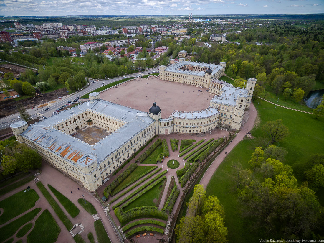 Гатчинский дворец, Гатчина, с дрона и квадрокоптера