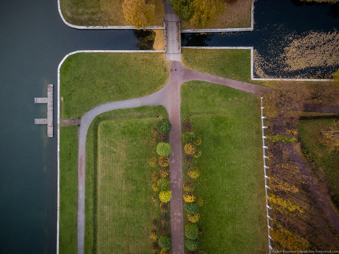 Усадьба Кусково осенью, с квадрокоптера, г. Москва