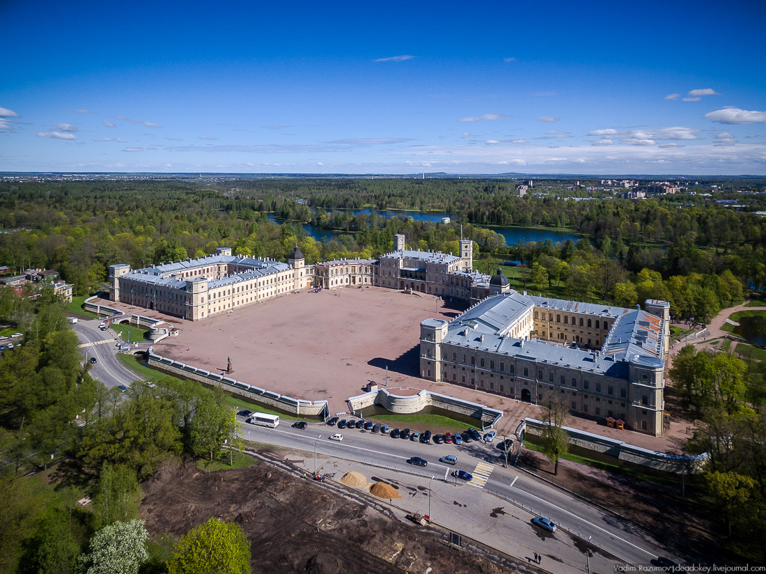 Гатчинский дворец, Гатчина, с дрона и квадрокоптера