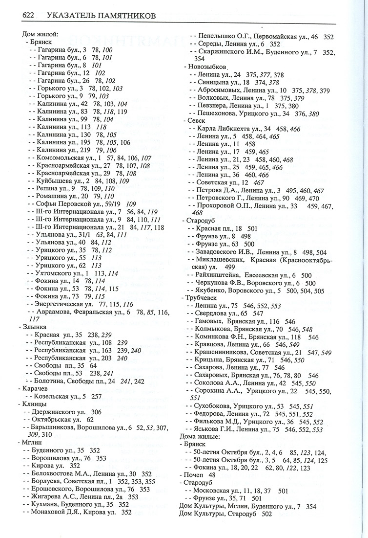 Свод памятников архитектуры и монументального искусства Брянской области
