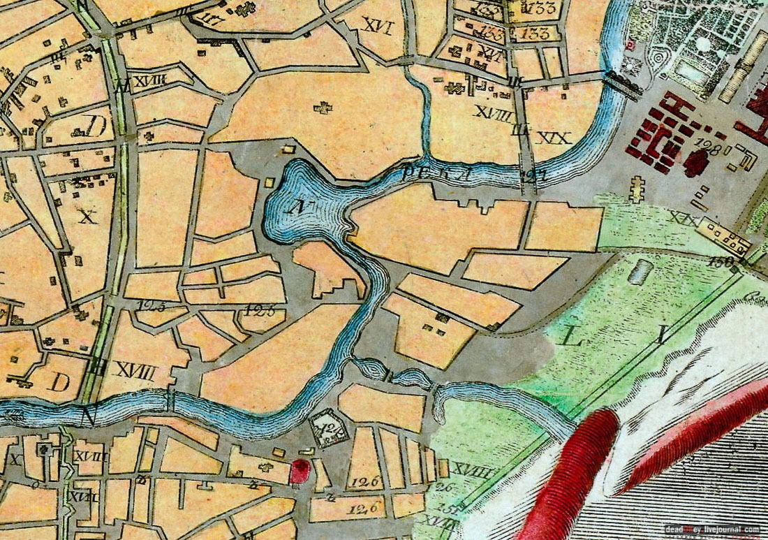 карта, Немецкая слобода, Басманный район, Москва, Яуза, усадьба Разумовского на Гороховом поле (г. Москва, ул. Казакова, д.18)