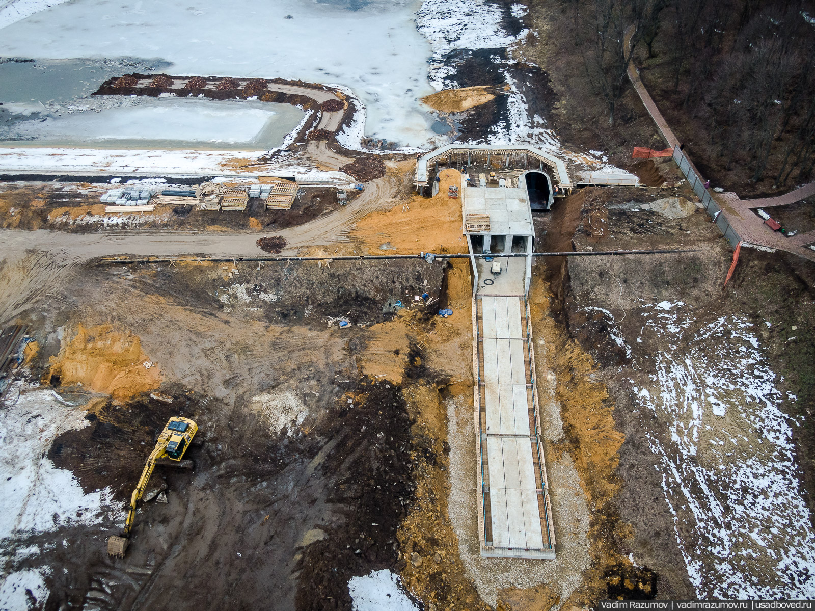 Богородицк, реконструкция плотин прудов февраль 2020 года