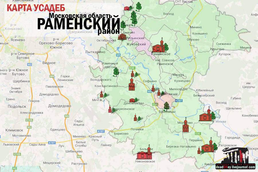 Карта усадеб. Московская область, Раменский район