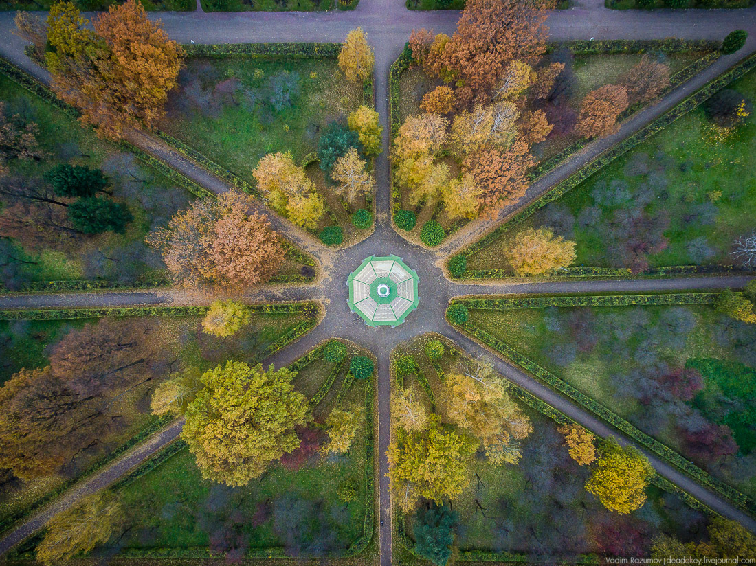 Усадьба Кусково осенью, с квадрокоптера, г. Москва