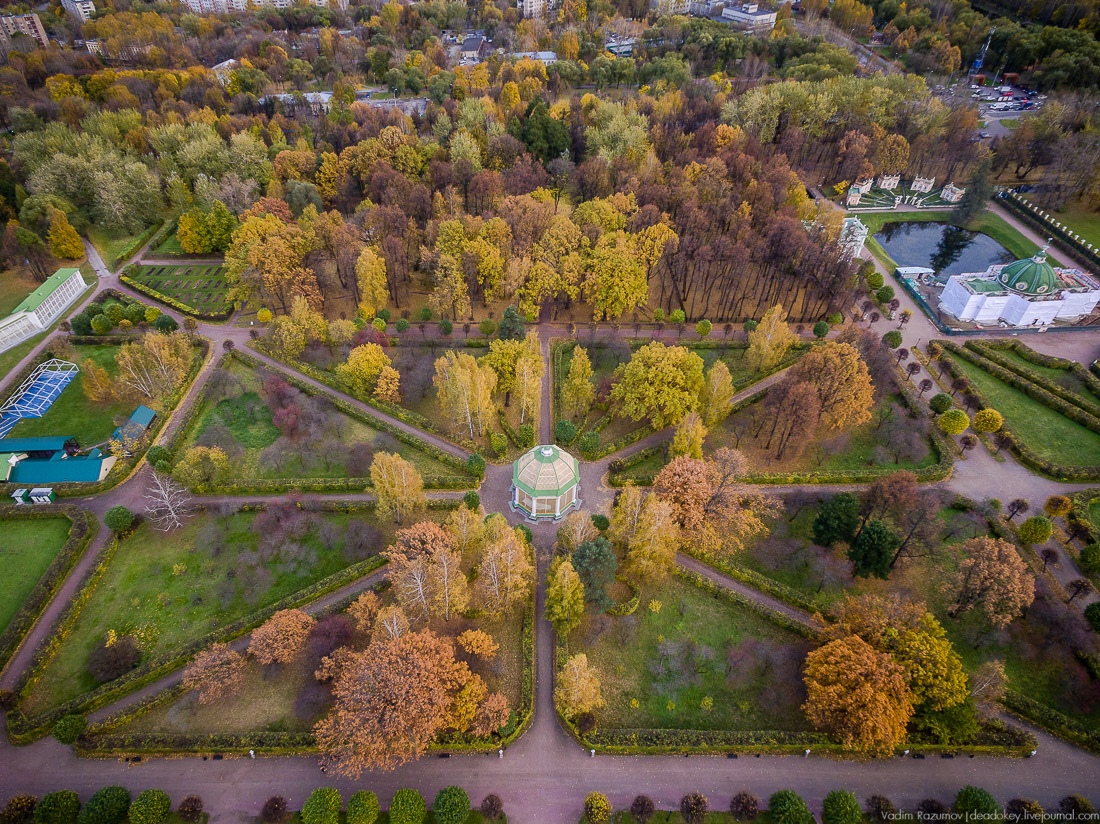 Усадьба Кусково осенью, с квадрокоптера, г. Москва