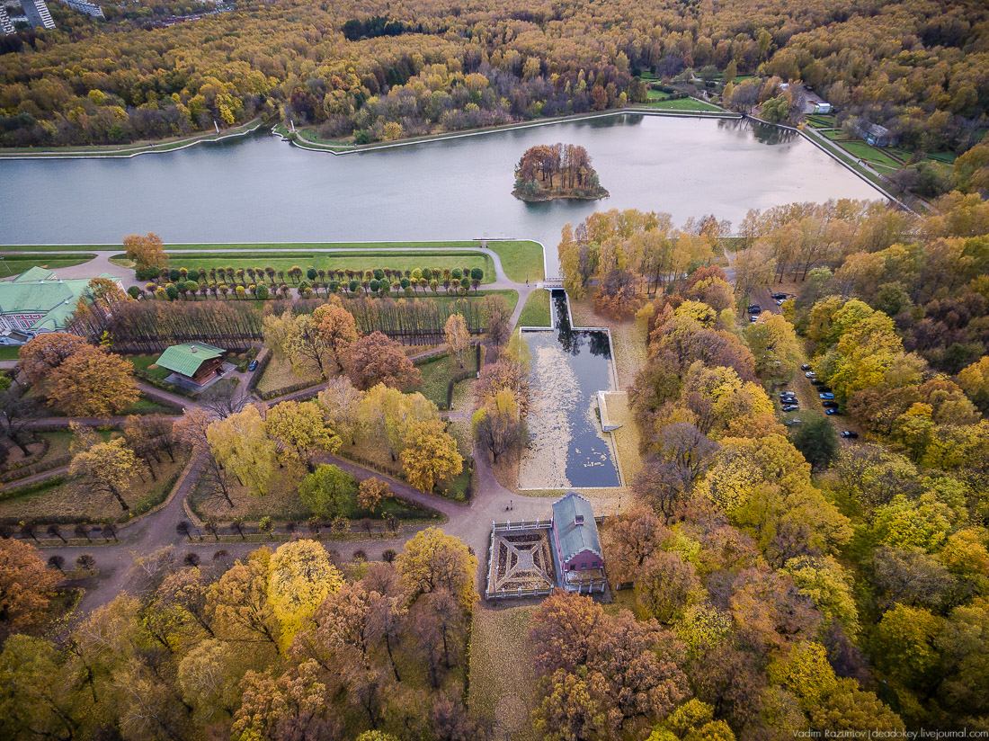 Усадьба Кусково осенью, с квадрокоптера, г. Москва