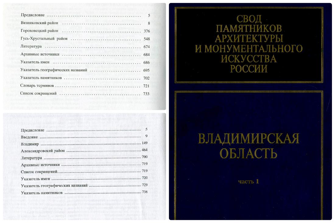 Свод памятников архитектуры и монументального искусства Владимирской области в двух томах