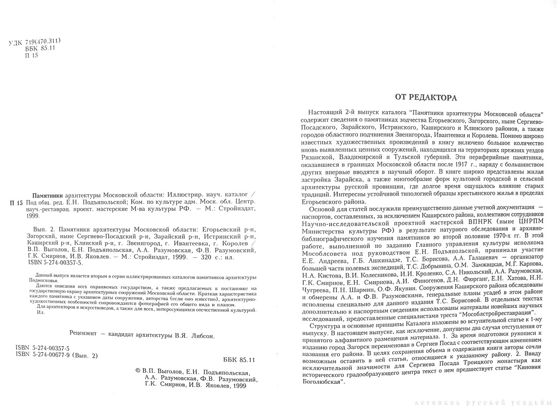 Памятники архитектуры Московской области. Выпуск 2
