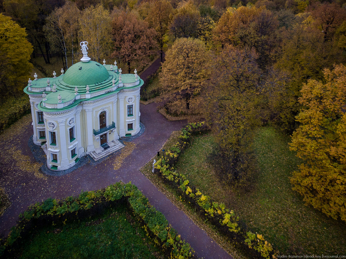 Усадьба Кусково осенью, с квадрокоптера, г. Москва