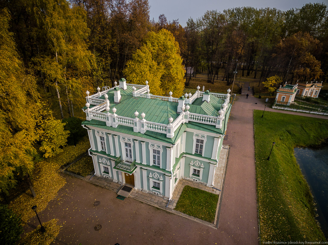 Усадьба Кусково осенью, с квадрокоптера, г. Москва