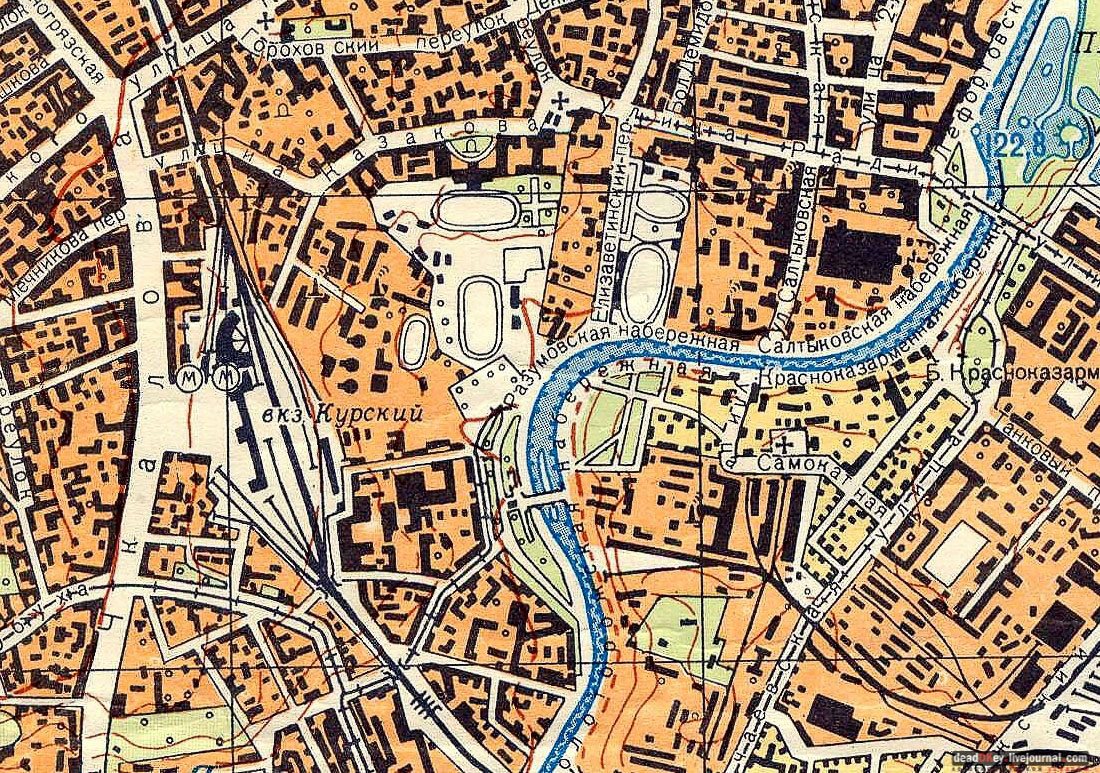 карта, Немецкая слобода, Басманный район, Москва, Яуза, усадьба Разумовского на Гороховом поле (г. Москва, ул. Казакова, д.18)