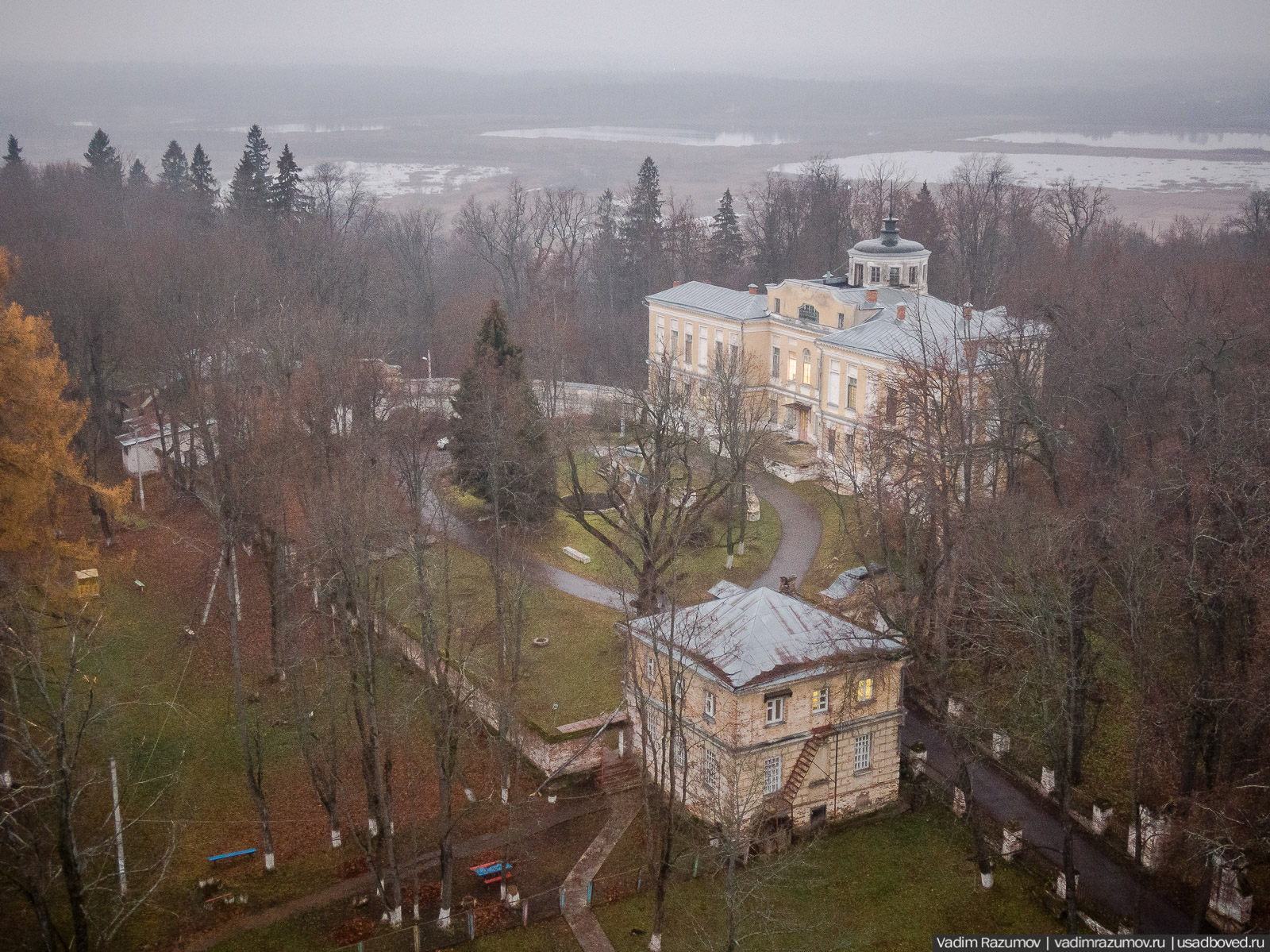 усадьба Никольское-Гагарино с дрона, Рузский район, Московская область