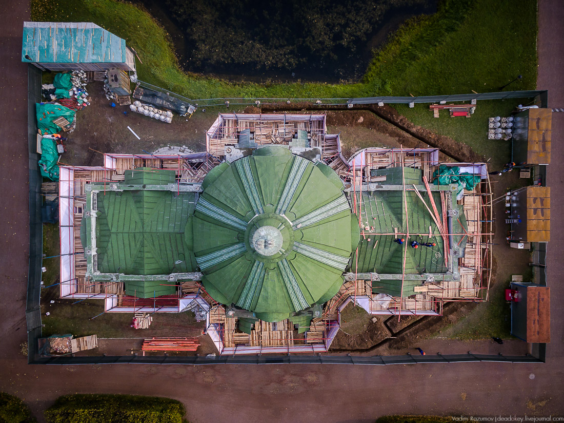 Усадьба Кусково осенью, с квадрокоптера, г. Москва