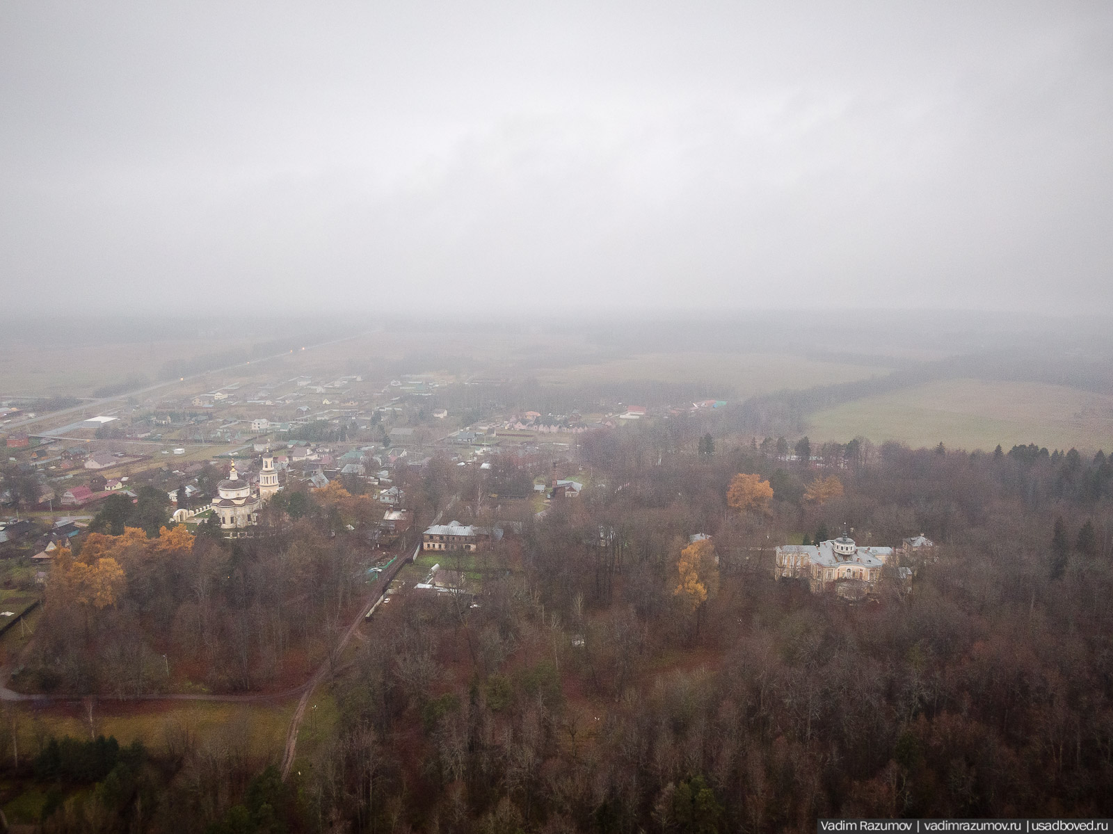 усадьба Никольское-Гагарино с дрона, Рузский район, Московская область