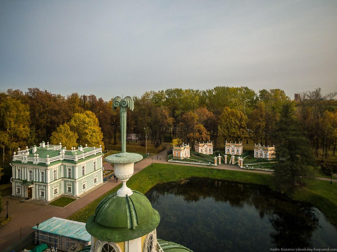 Усадьба Кусково осенью, с квадрокоптера, г. Москва