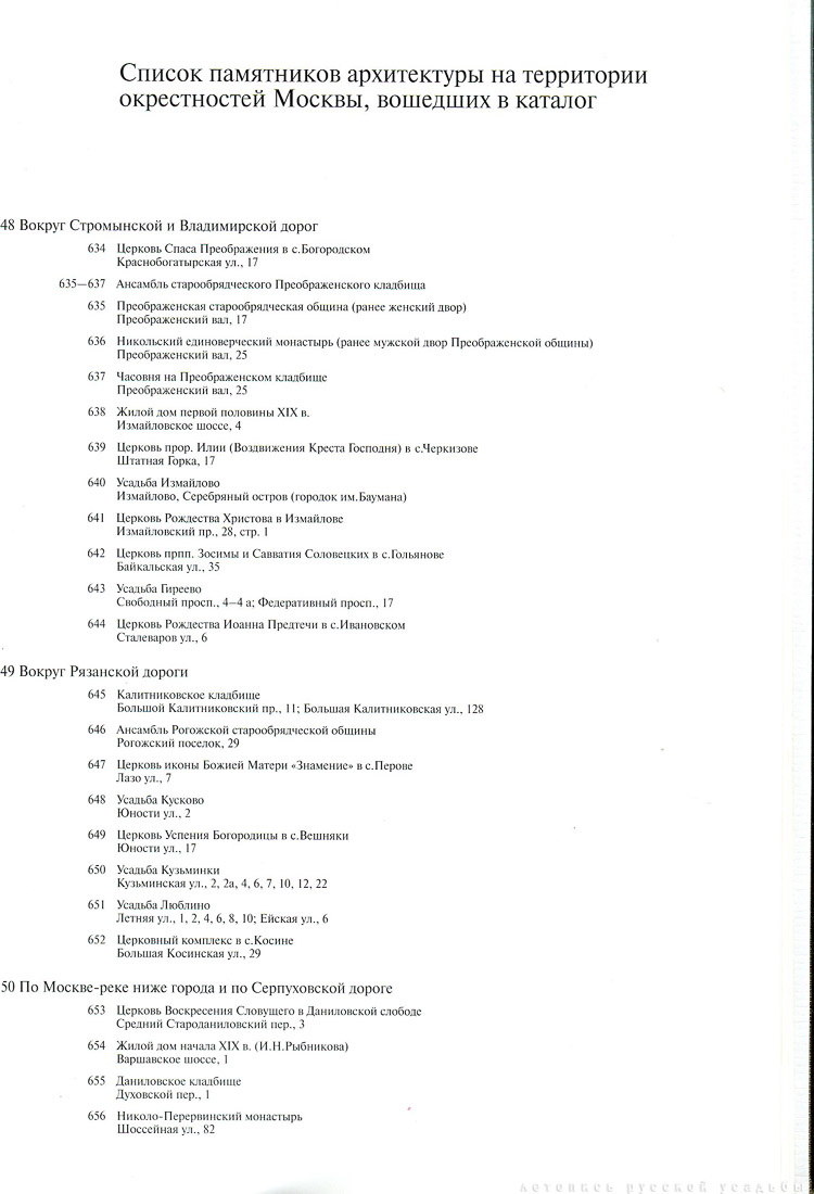 Памятники архитектуры Москвы. Окрестности старой Москвы (Юго-восточная и южная части территории от Камер-Коллежского вала до нынешней границы города).
