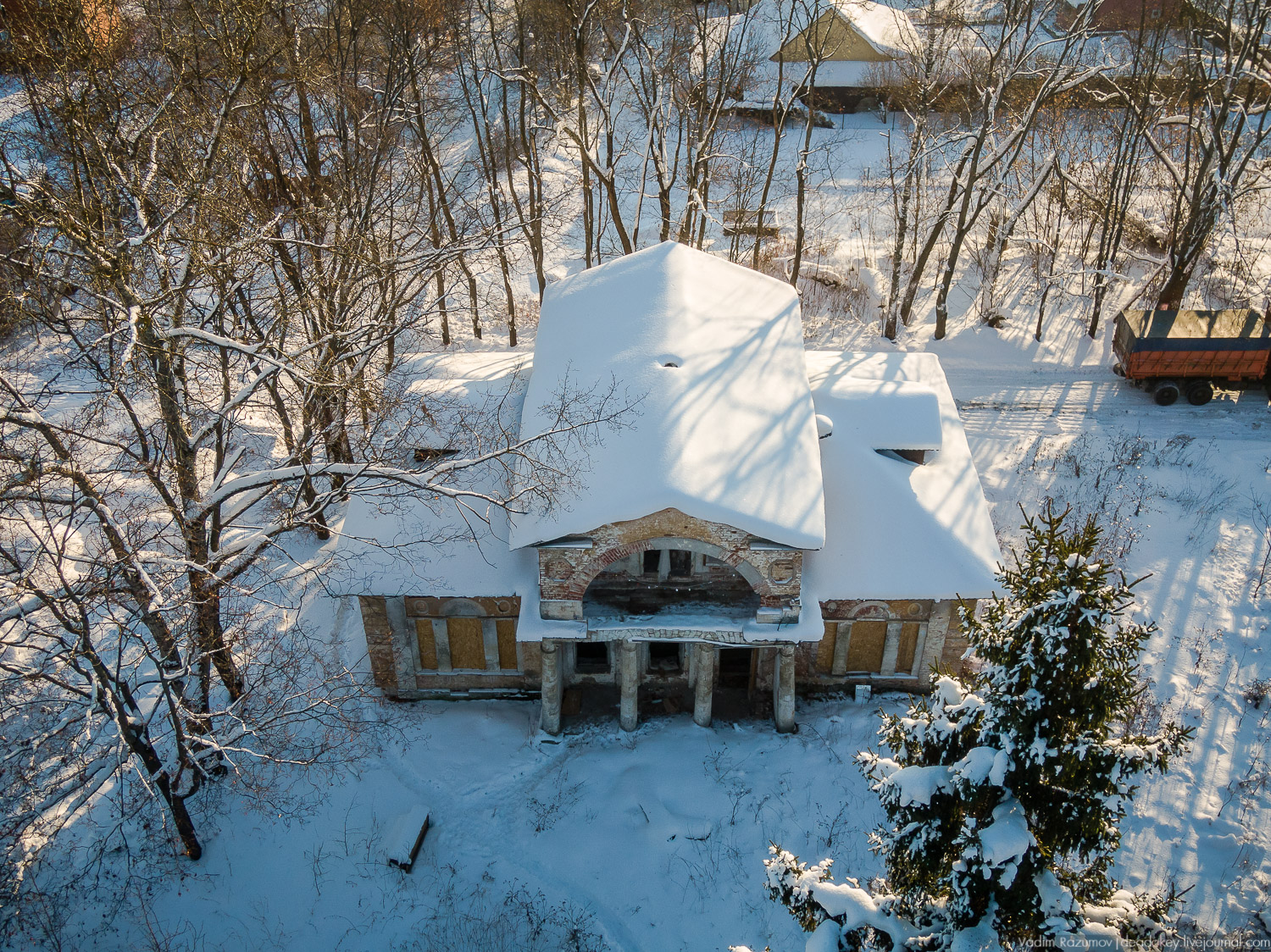 усадьба Ляхово с дрона, 2019 год зима