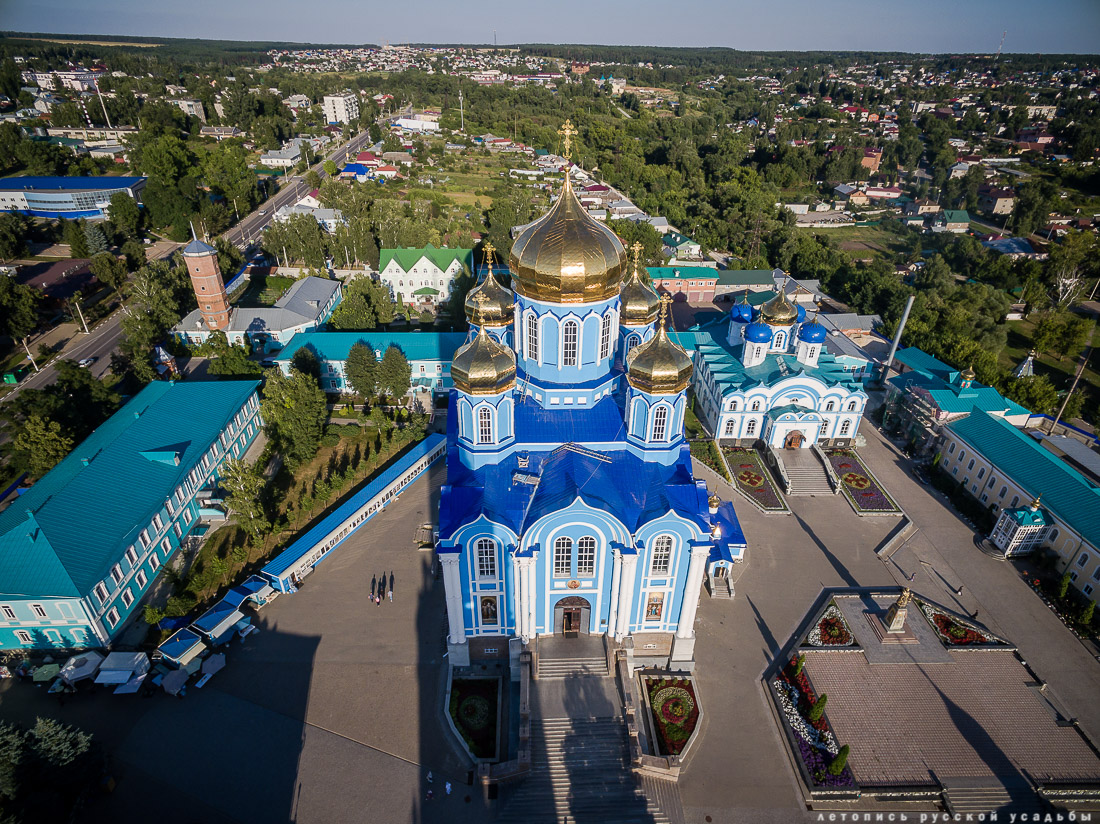 Задонск, Задонский Рождество-Богородицкий мужской монастырь с квадрокоптера, Липецкая область