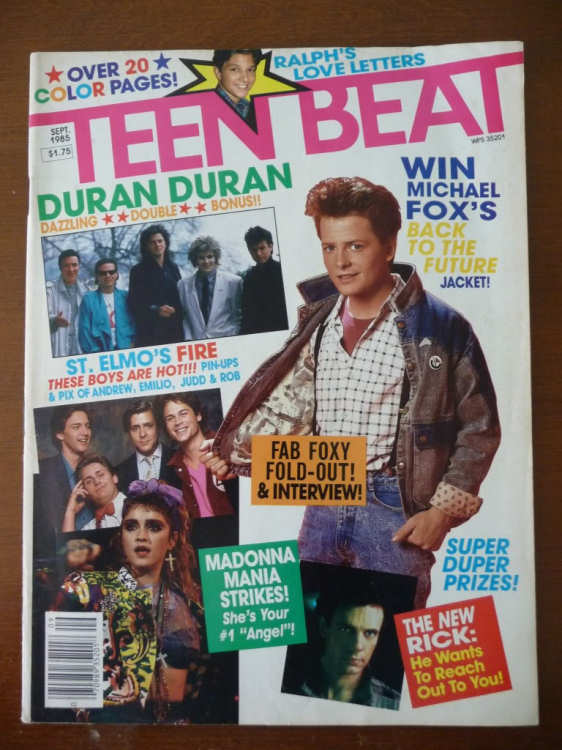 September 1985 Teen Beat Cover with Back to the Future Win Michael J. Fox / Marty McFly's Jacket contest.