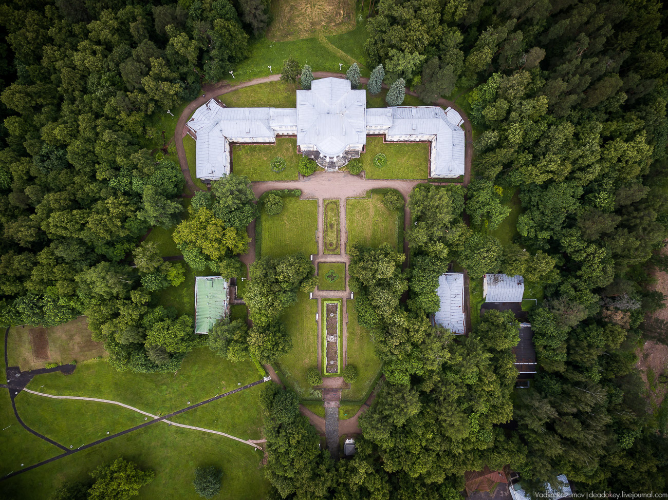 усадьба Введенское с квадрокоптера и дрона, Одинцовский район, Звенигород