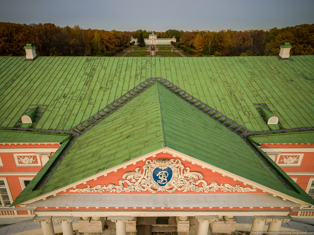 Усадьба Кусково осенью, с квадрокоптера, г. Москва