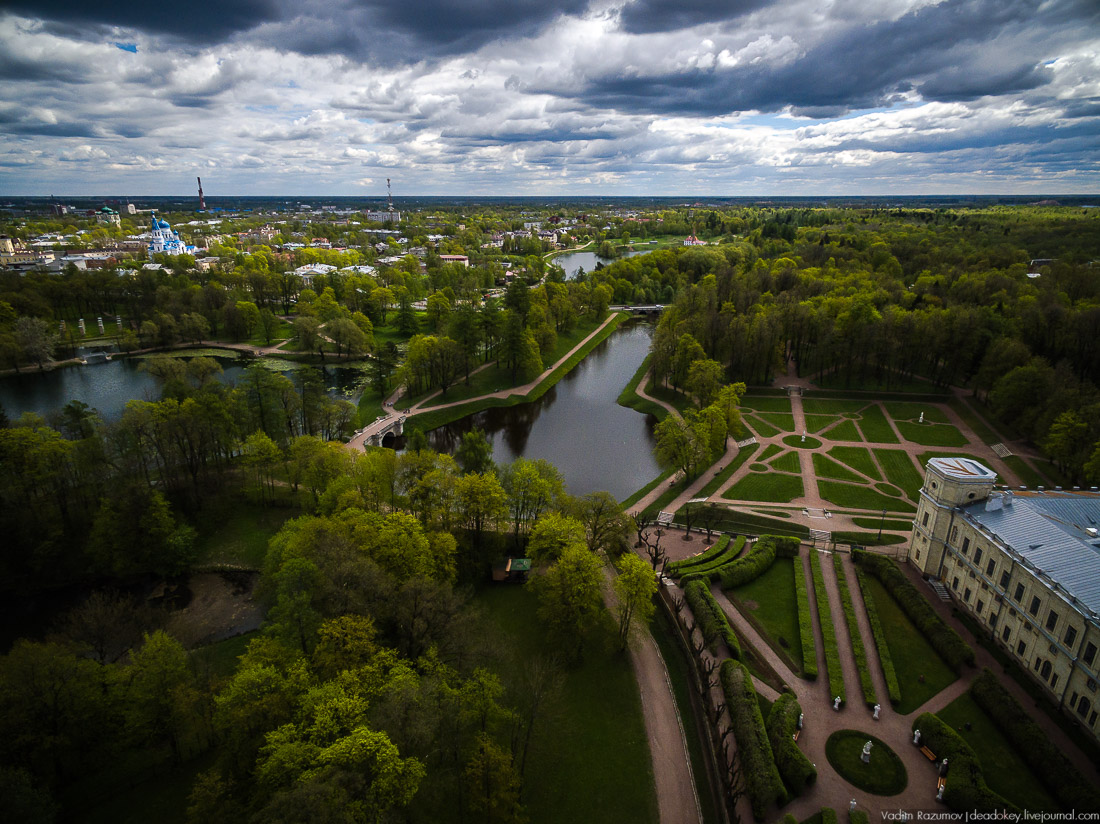 Гатчинский дворец, Гатчина, с дрона и квадрокоптера