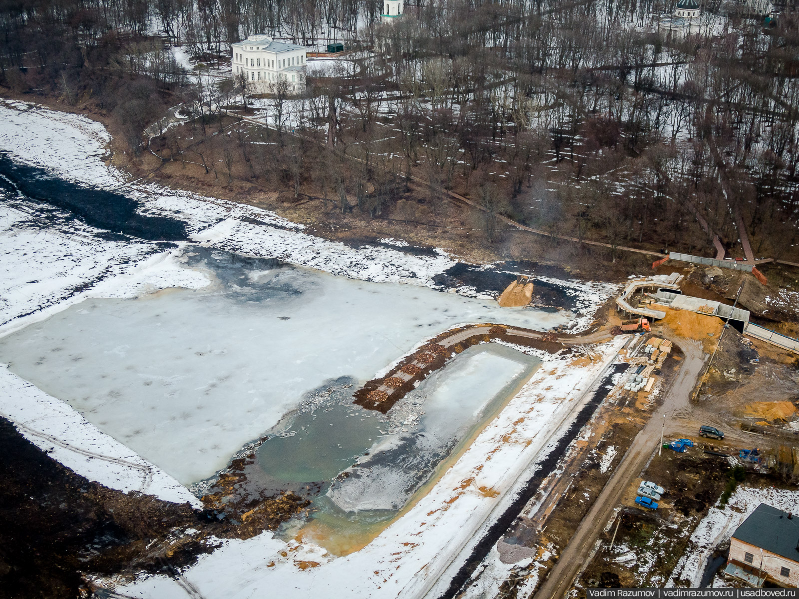 Богородицк, реконструкция плотин прудов февраль 2020 года