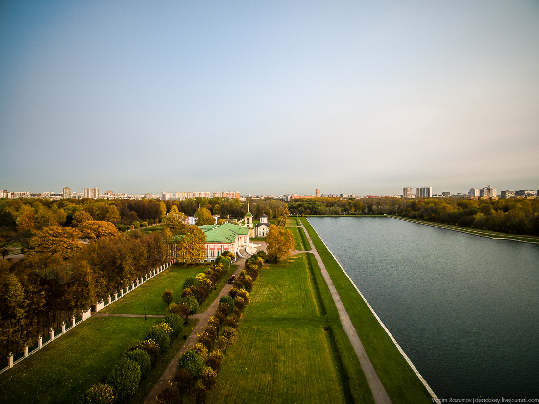 Усадьба Кусково осенью, с квадрокоптера, г. Москва