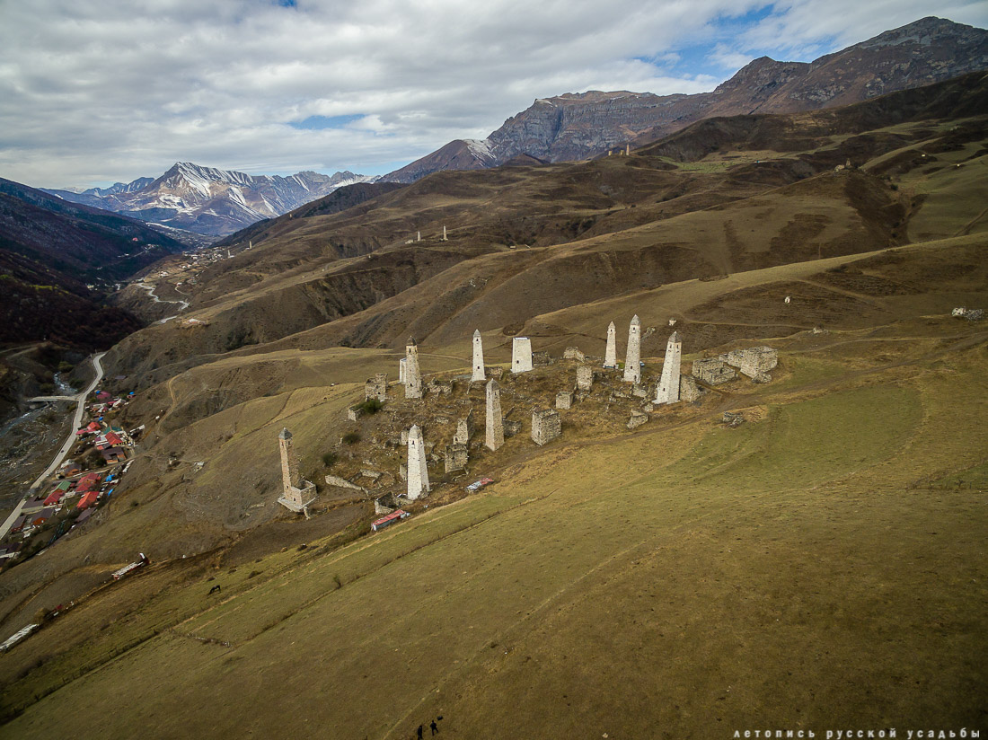 башенный комплекс Эрзи, Ингушетия, Джейрахский район, фотографии с дрона