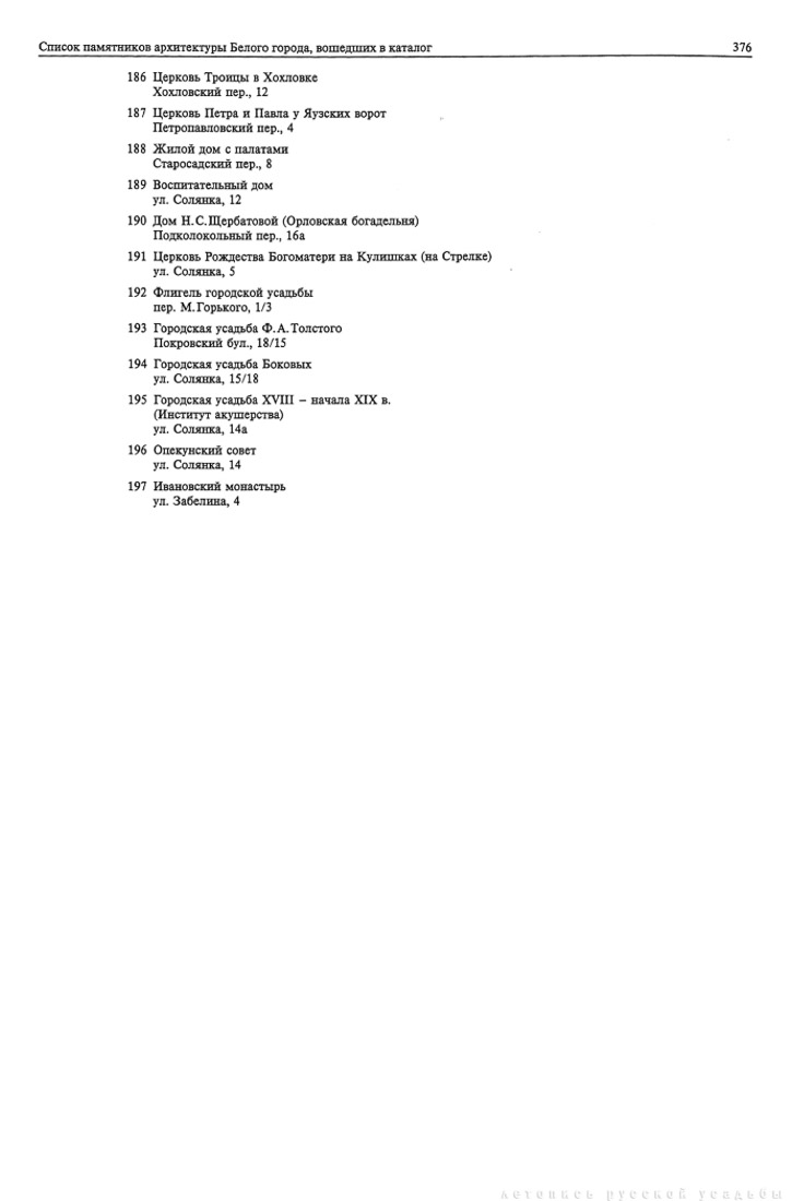 Памятники архитектуры Москвы. Белый город.