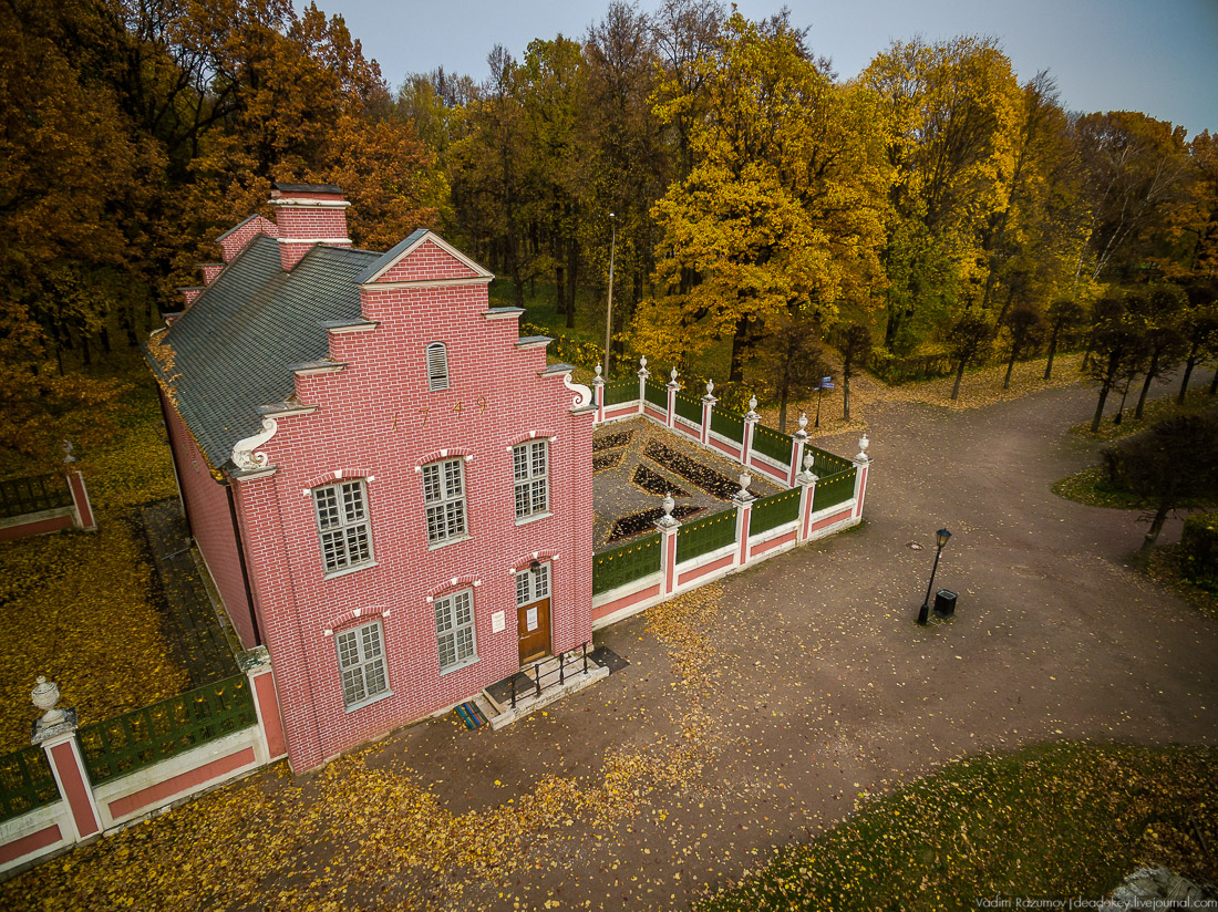 Усадьба Кусково осенью, с квадрокоптера, г. Москва