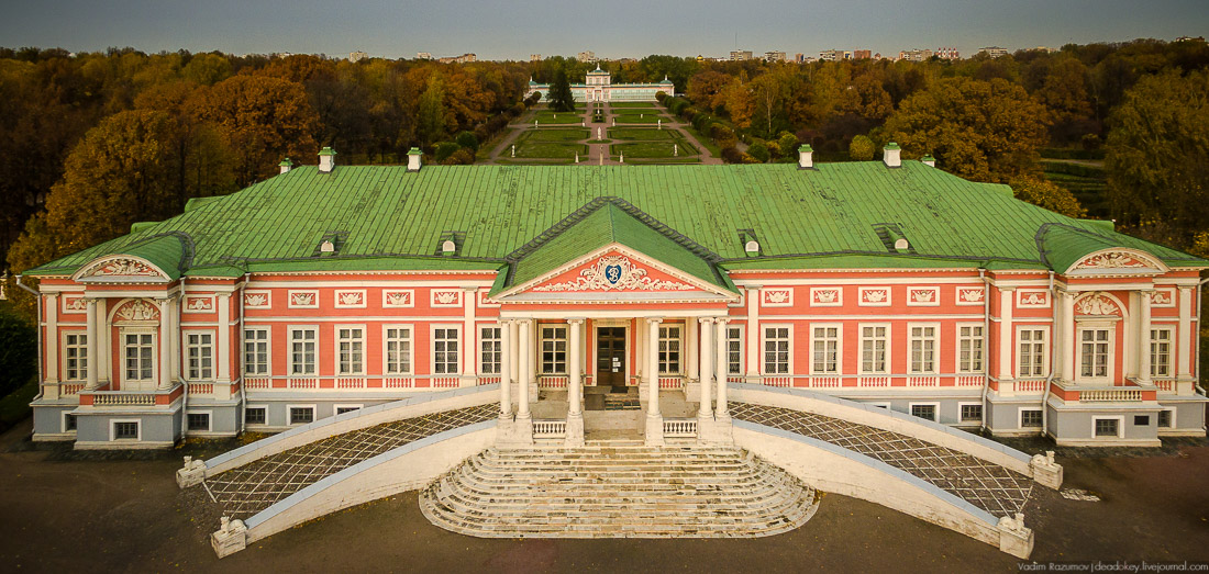 Усадьба Кусково осенью, с квадрокоптера, г. Москва